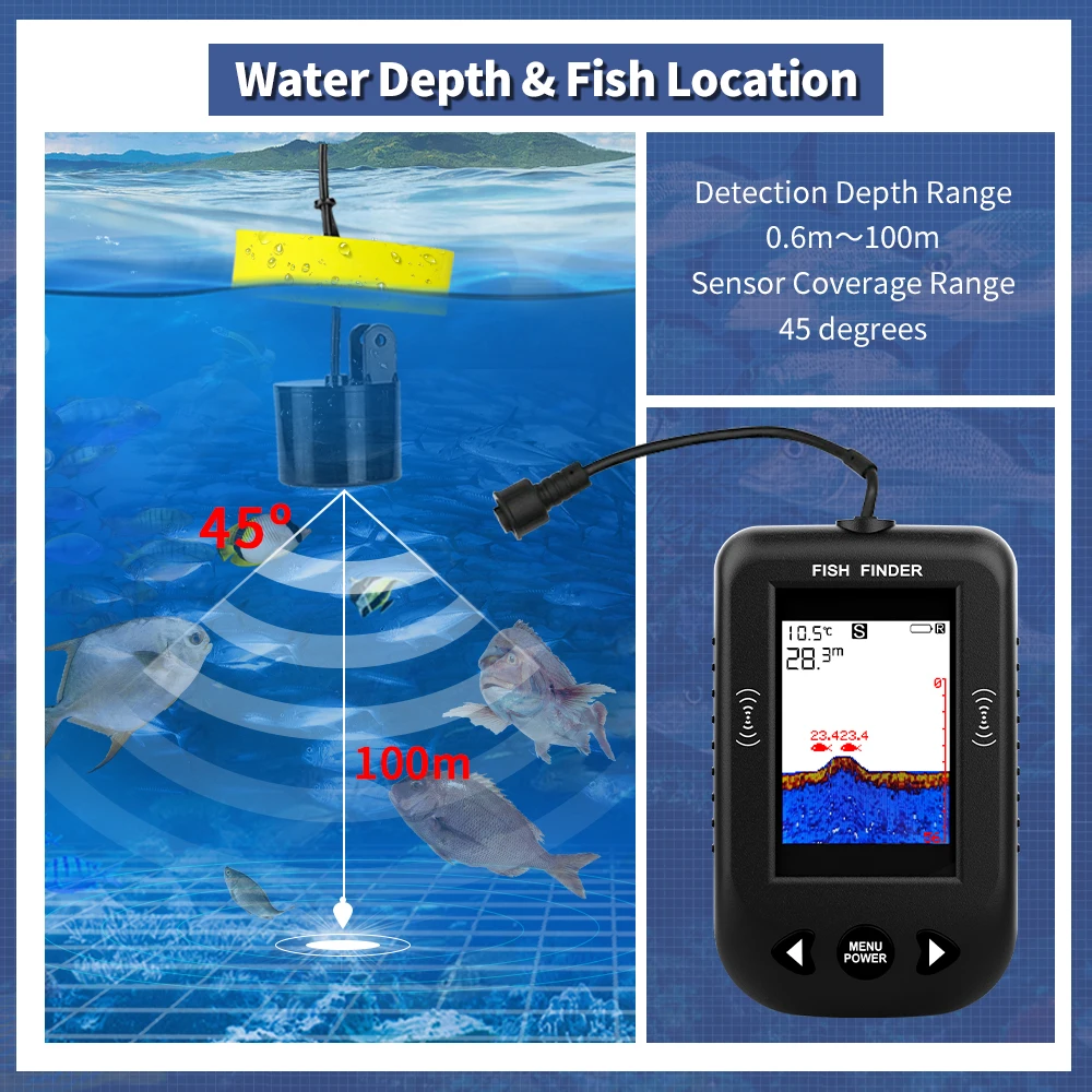 جهاز إلكتروني محمول Erchang XF - مراجعة Fishing Depth Finder وسعره